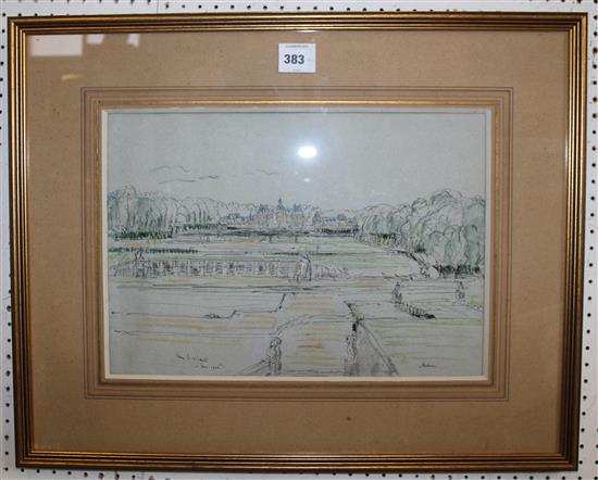Lord Methuen (1886-1974) Vaux Le Vicomte, 11.5 x 16.5in.